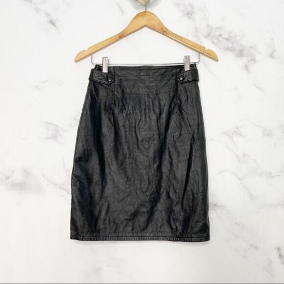 Jacqueline Ferrar Dresses & Skirts - Vintage Jacqueline Ferrar Leather Skirt Black 80s Concert Grunge Goth Size 2